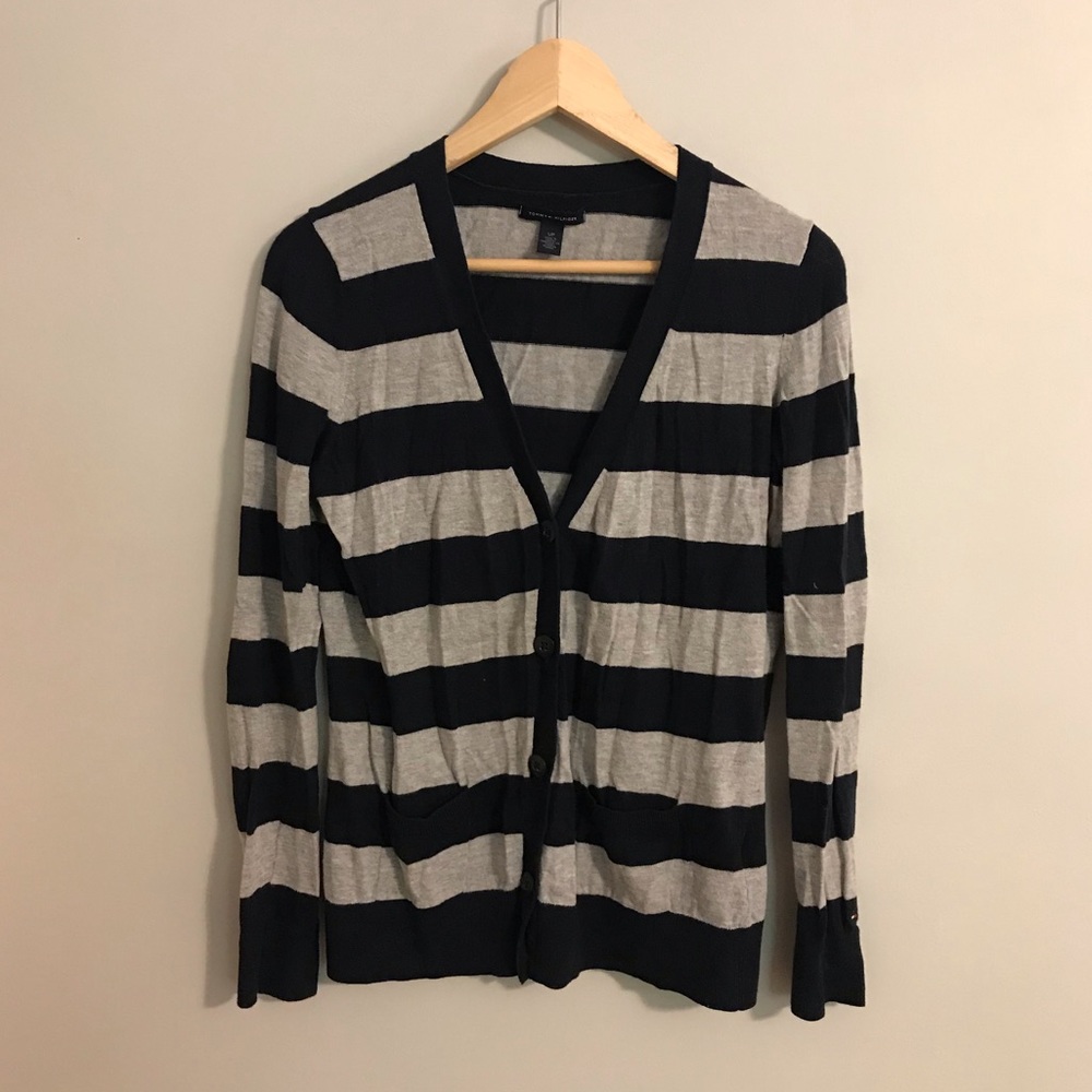 ✅Tommy Hilfiger Striped Cardigan with Pockets